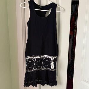 Moda International Black and White Crochet Midi Dress